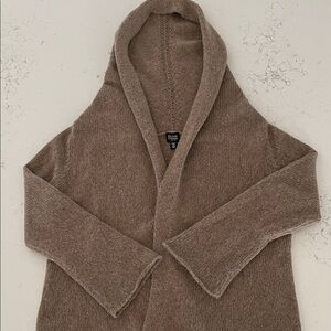 Eileen Fisher Knitted Open front Cardigan Sweater Hooded Wool/Mohair